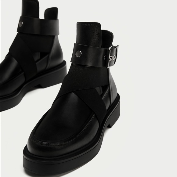 Leather Ankle Boots with Openings - Picture 2 of 4